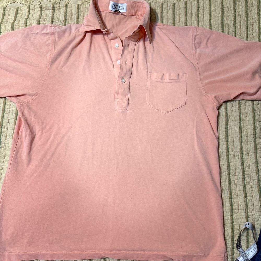 Tuttle‎ Men's light Coral Polo Shirt 100% Pima Cotton Sz Medium